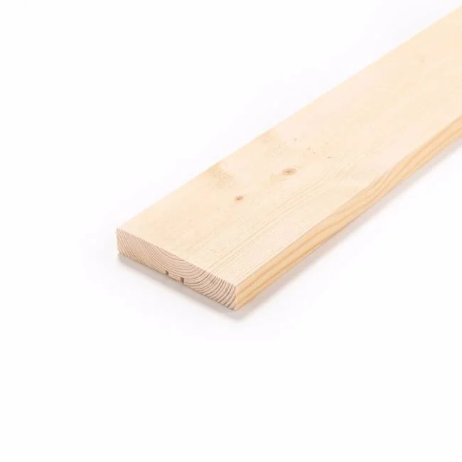 Klädselbräda 21*95 Finsågad, obehandlad träskiva på vit botten, 20,56kr/m.