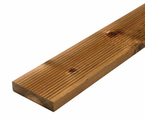 BrunTryckt Rillat 28*120: en slät träplanka med synlig ådring, 29,95kr/m.