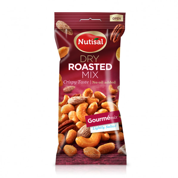 En Nutrisal Goumé mix snackpack med olika nötter på framsidan.