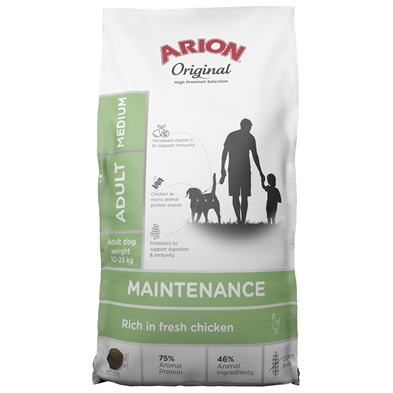 ARION ORIGINAL MAINTENANCE MEDIUM 12 KG hundfoder, med underhållsformel och färsk kyckling.