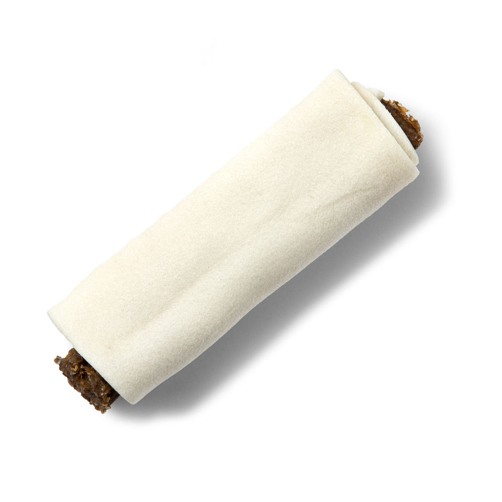 RAUH Magrull S: Rullat tuggben av råhud med brun fyllning i båda ändar.