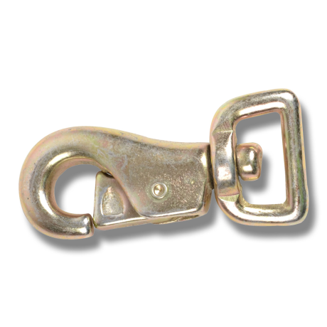 KARBINHAKE K UTÅTÖPPNING D-LEKARE med fjäderlås och fyrkantig svängbar ögla.