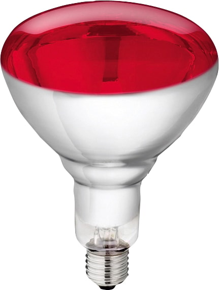 Glödlampa Ekonomi IR 250w, reflekterande röd/silver glödlampa med skruvsockel.