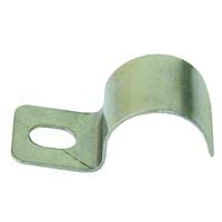 KLAMMER RF JR9 SB BÅREBO: Rörklammer med böjd topp och platt bas med ovala monteringshål.