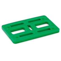 PALLNINGSBRICKA 5MM GRÖN SB 10, grön rektangulär distans med fyra långsträckta hål.