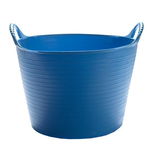 Flexikorg SMALL 14L BLÅ, en blå plastbalja med två handtag, mot en vit bakgrund.