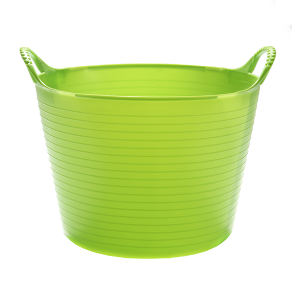 En Flexikorg SMALL 14L PISTAGE grön balja med handtag, mot en vit bakgrund.