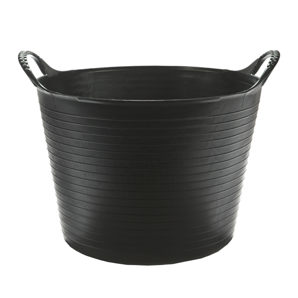 Flexikorg SMALL 14L SVART, svart balja med två handtag, mot vit bakgrund.