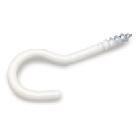 SKRUVKROK VIT 30MM SB ART 11: Skruvkrok i vitmetall med böjd, öppen ände och gängad spets.