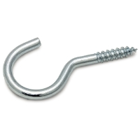 SKRUVKROK FZB 60MM SB ART 15: Skruvbar koppkrok i metall med böjd ände och gängad träspets.