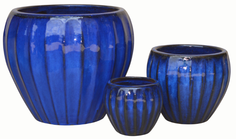 Kruka keramik blå - XL: en blank blå keramikkruka, extra stor storlek.