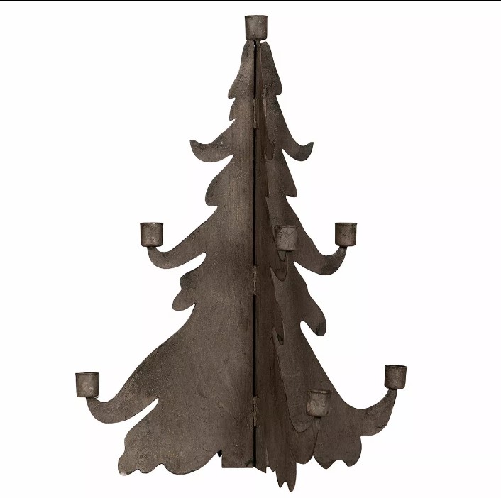 Ljusstake Gran Metall 34x47cm-julgran i metall med sex ljushållare på grenarna.