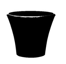 En svart Plastkruka Antracit med bred, avsmalnande form på vit botten.