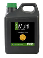 Svart plastbehållare märkt VIMITAL Multi Pro Balance 1000ml.