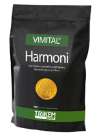 Svart påse med VIMITAL Harmoni-tillskott med ett guldemblem på framsidan.