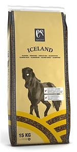 Equsana Iceland 15 kg hästfoder med en svart hästbild på påsen.