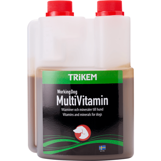 WorkingDog Multivitamin 500 ml flaska med grön och svart etikett för hundar.
