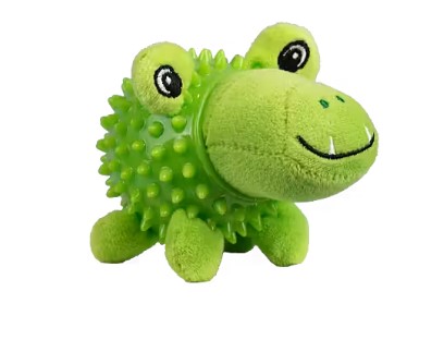 Pritax Taggis grön är en grön, taggig plyschleksak som är formad som en leende tecknad alligator.