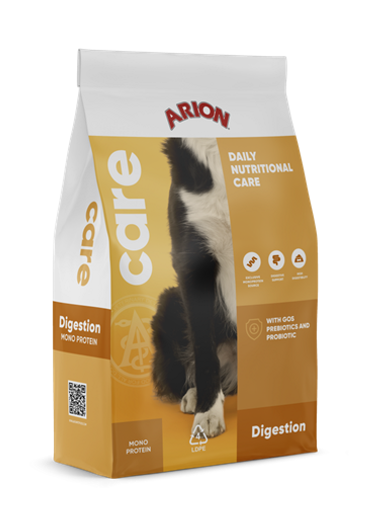 En 12 kg påse med ARION CARE DIGESTION kattmat.