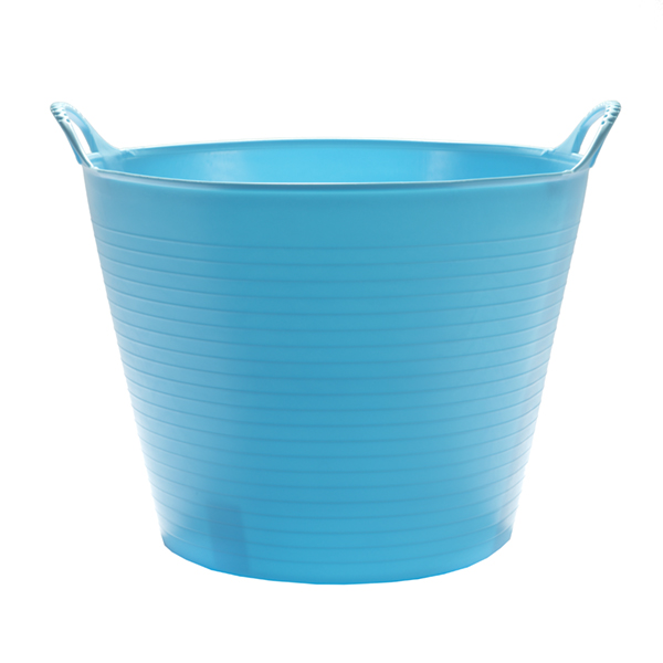 Flexikorg MEDIUM 26L LJUSBLÅ-a ljusblå balja med två handtag, mot vit bakgrund.