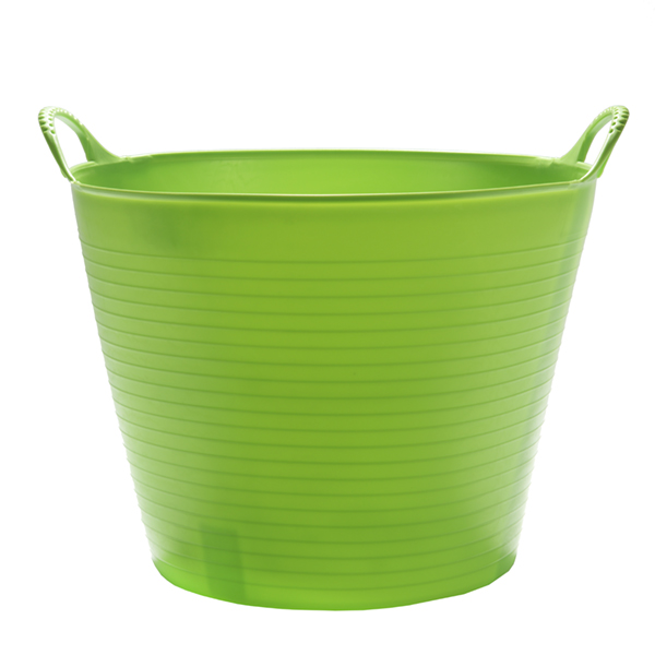 Flexikorg MEDIUM 26L PISTAGE ljusgrön balja med två handtag mot vit bakgrund.