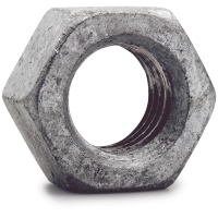Närbild av en MUTTER M6M M8 FZV SB sexkantsmutter med gängat centrumhål.