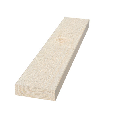 22x70 Klädselbräda, oavslutad träplanka, isolerad på en vit bakgrund, 3000mm.