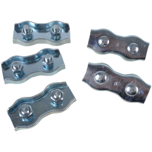 SKARVLÅS + FÖR ELREP 8 MM FÖRZINKAT 5 ST/FP: 2 med skruvar, 3 utan, böjda kanter.