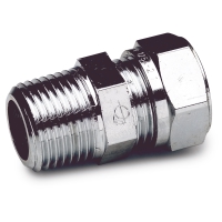 KLÄM-KOPPL 10XR15 UTV SB FK BÅREBO kromad rörkoppling med gängade ändar för VVS.