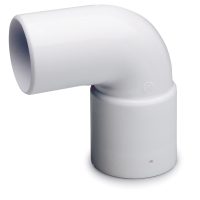 VINKEL 90GR ANSLUT 40 SB EM BÅREBO PVC-rörböj, 90 graders vinkel, vit bakgrund.