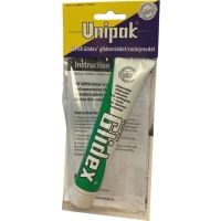 Tub med Unipak Glidex smörjmedel i förpackning med instruktioner synliga bakom tuben.