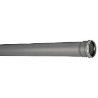 AVLOPPSRÖR HT M MUFF 50 L=2M grått rör med muffad ände på vit bakgrund.