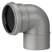 RÖRBÖJ HT M 1 MUFF 90GR 75 grå plast 90° vinkelarmatur för VVS eller avlopp.
