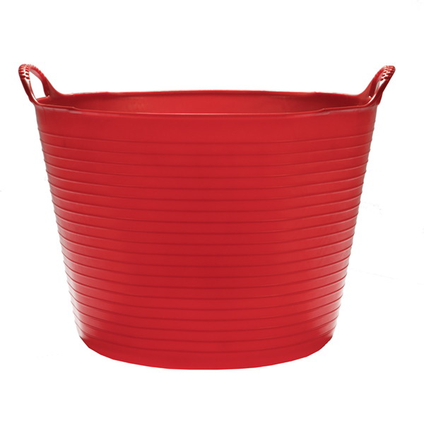 Flexikorg LARGE 38L RÖD - en röd plastbalja med handtag på båda sidor mot en vit bakgrund.