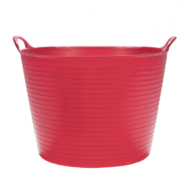 Flexikorg LARGE 38L ROSA: rymlig röd plastbalja med dubbla sidohandtag.