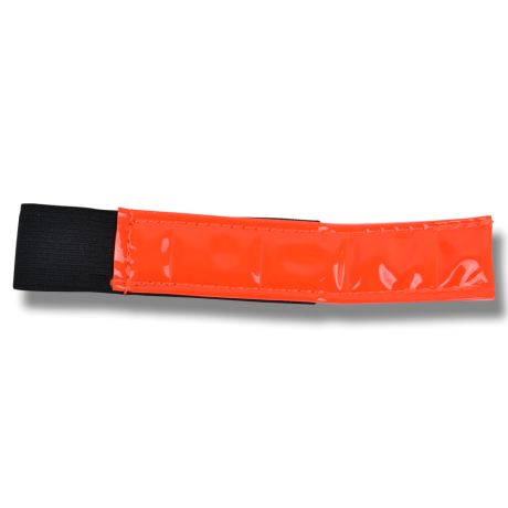REFLEX TILL PEJLHALSBAND: Reflekterande orange armband med svart resårband.