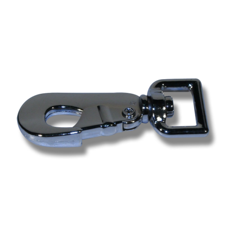 HAKE KROM 3/4 vridbar karbinhake i metall med rektangulär ögla på vit bakgrund.