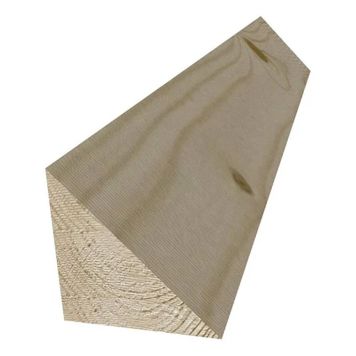 Ljus Trekanstregel 45x45 med synlig träådring och slät yta, 10kr/m, 4200mm.