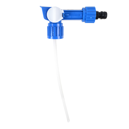 Blåvitt APPLIKATOR TILL BIOFECT-spridarmunstycke med påmonterat långt dopprör.
