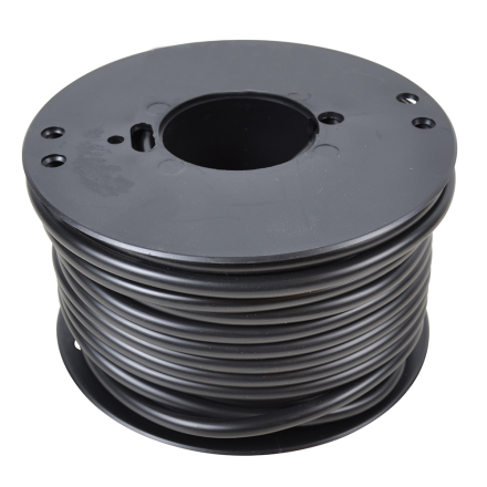 MATARKABEL PRO+ 1,4 MM svart tråd upprullad på en spole, mot en vit bakgrund.