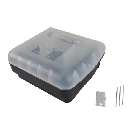 Svart/klar RÅTTFÄLLA WILLAB SLAG BETESSTATION box med två metallstänger.