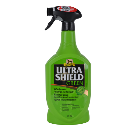 946 ml SOMMARSPRAY ABSORBINE ULTRASHIELD GREEN med svart avtryckarmunstycke.