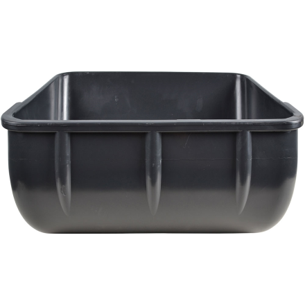 Foderkrubba Grå, 14 Liter, rektangulär förvaringslåda visad framifrån mot vit bakgrund.