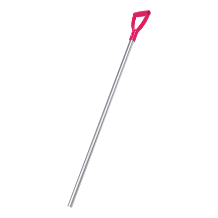 SKAFT ALUMINIUM TILL OKROSSBAR GREPHUVUD ROSA med rött D-grepp, på vit botten.