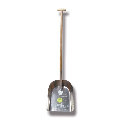 Aluminiumskyffel 615 med trähandtag, mot vit bakgrund.