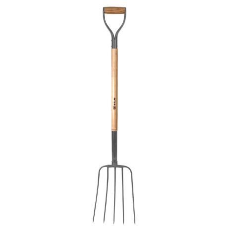 WILLAB Gödselgrep 5 h högaffel med trähandtag och fem metallpinnar.