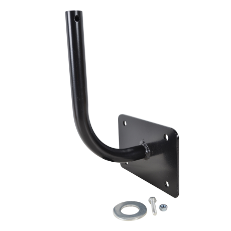 Saltstenshållare till Himalayasten med skruvar och bricka på vit bakgrund.