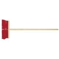 MINIPIASSAVA RÖD NYBY kvast med träskaft och röda borst på vit bakgrund.