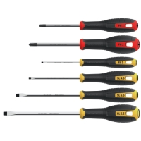 SKRUVMEJSELSET HSS SL/PH 6DEL: Sats med sex skruvmejslar med svarta, röda och gula handtag.