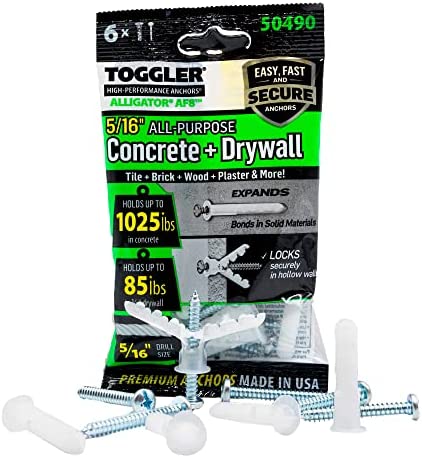 En påse med 6 st Alligator AF8 betong- och gipsankare med skruvar visas på framsidan.
